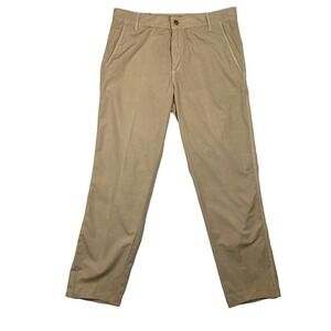 Zegna Khaki Tan Classic Fit Regular Rise Cotton Flat Front Chino Pant Size 34x30